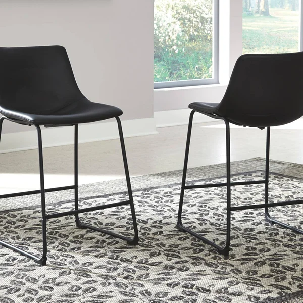 Centiar Black Upholstered Barstool (Set of 2)