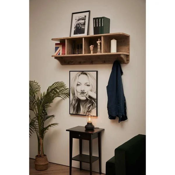 Vanity Art Entryway 5 Brown Hook Wall Mounted Coat Rack with Storage Hanging Shelf Entryway Organizer We-6706-bw, Men's, Size: L
