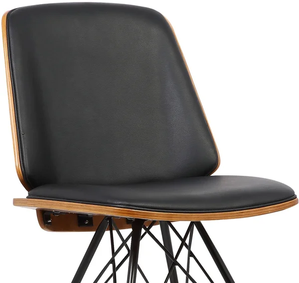 Armen Living Inez Faux Leather Dining Side Chair, Black
