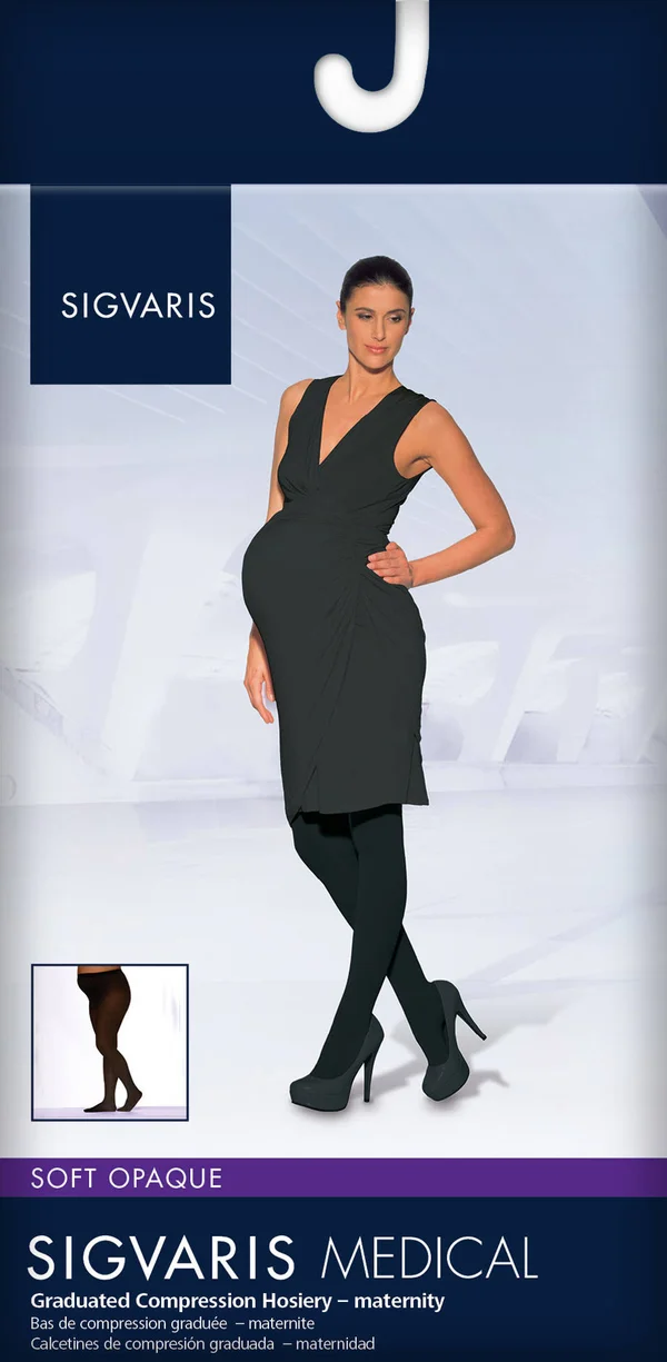 Sigvaris Soft Opaque Maternity Pantyhose - SL, Black, 20-30 mmHg