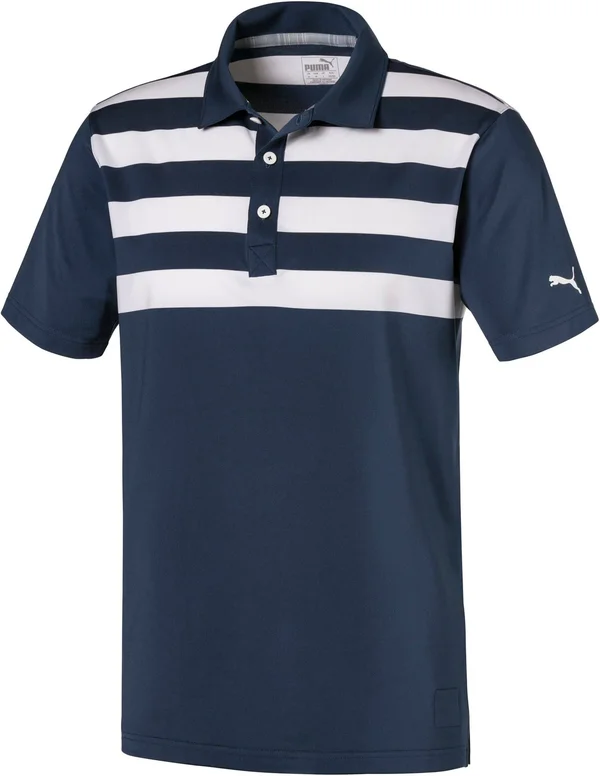 Puma Men's Pars and Stripes Golf Polo - Large, Blue