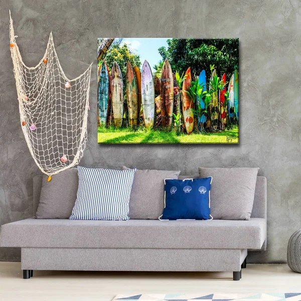 Ready2HangArt Surfboard Fence Canvas Art Print, Size: Large