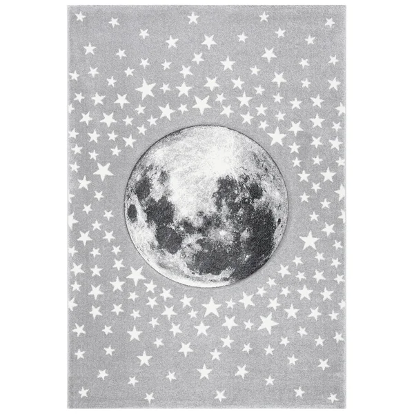 Safavieh Carousel Kids Aine Moon Rug - 5&3x22 x 5&3x22 Round - Light Blue/Grey