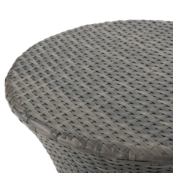 19.5x22 Gray Contemporary Outdoor Patio Accent Side Table