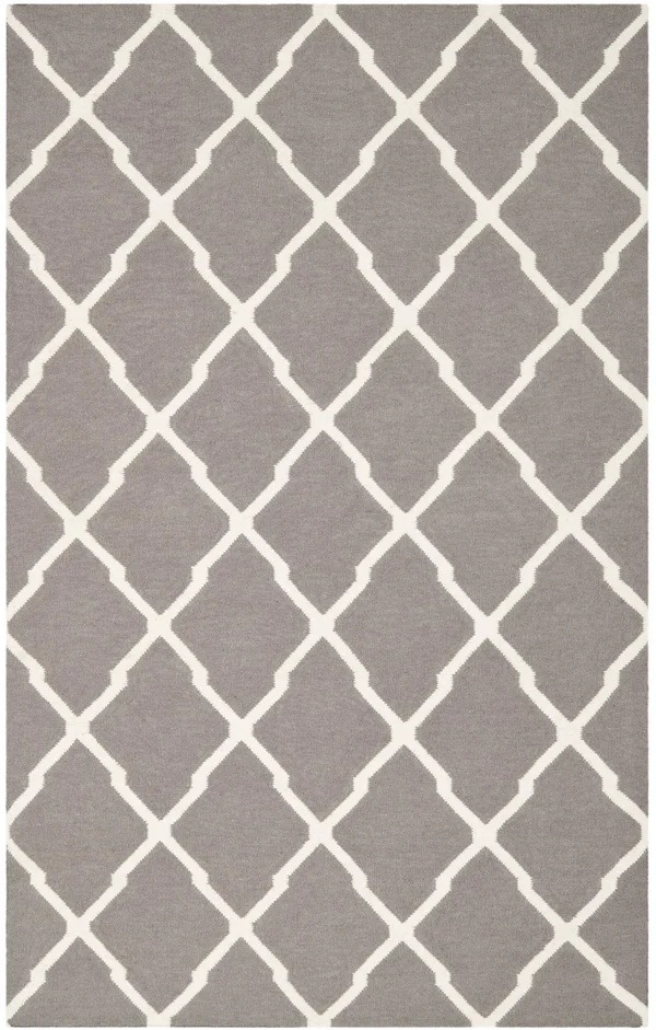 Safavieh Dhurrie Tabitha Geometric Moroccan Area Rug or Runner, Dark Gray/Ivory
