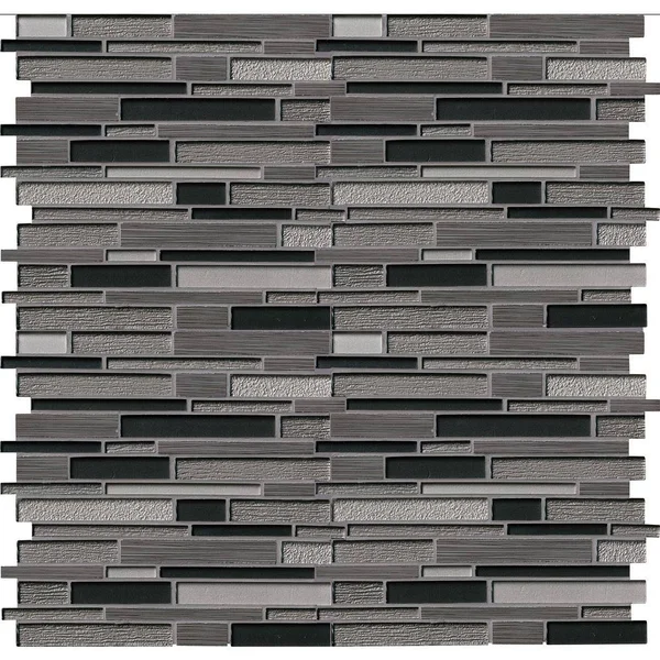 MSI Metro Gris Interlocking 12 in. x 12 in. x 8 mm Textured Glass Stone Mesh-Mounted Mosaic Tile (10 Sq. ft./Case)