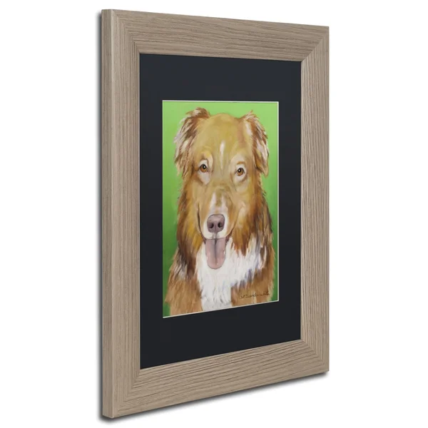 Trademark Fine Art PS210-T1620BMF Dog on Green by Pat Saunders-White - Black Matte, Birch Frame 16x20-Inch