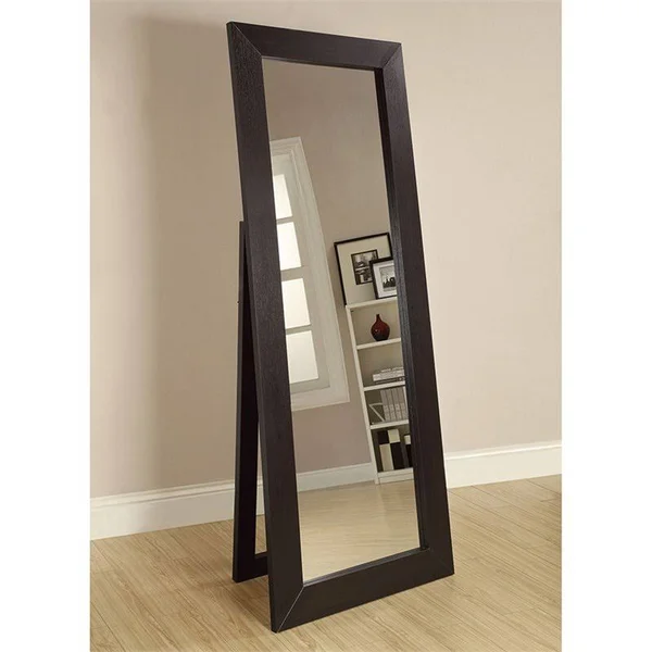 Bowery Hill Floor Mirror in Dark Cappuccino - Black