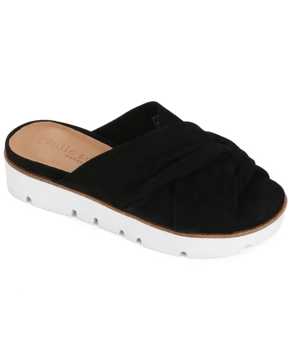 Gentle Souls by Kenneth Cole Lavern Braid Suede Sandal, 9.5, Black