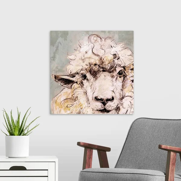 Sheep - Large Solid-Faced Canvas Wall Art Print, Great Big Canvas