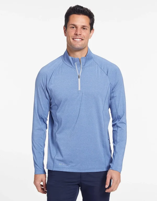 UPF 50+ Sun Protective Long Sleeve Quarter Zip Top for Men - Solbari Dark Grey