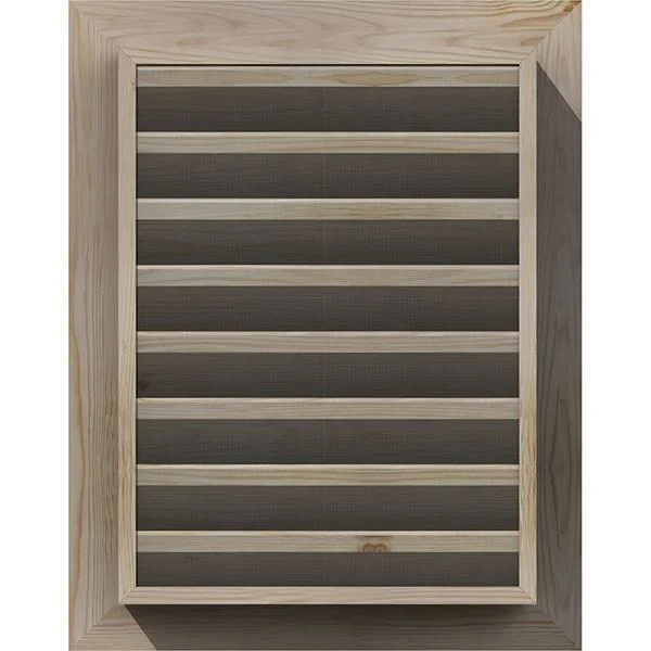 Ekena Millwork GVWVE22X1200SFPPI 22x22W x 12x22H Vertical Gable Vent (27x22W x 17x22H Frame Size): Primed - Functional, Smooth Pi