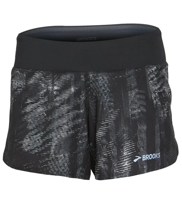 Brooks Women's Chaser 5x22 Short, Black Motion Print/Black, Small
