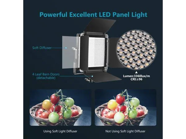 Neewer 2 Packs Advanced 2.4G 660 LED Video Light Photography Lighting Kit - Dimmable Bi-Color LED Panel with LCD Screen, 2.4G Wir