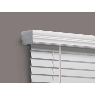 Custom Cordless Outside Mount Faux Wood Room Darkening White Horizontal/Venetian Blind Linen Avenue Width: 58.5