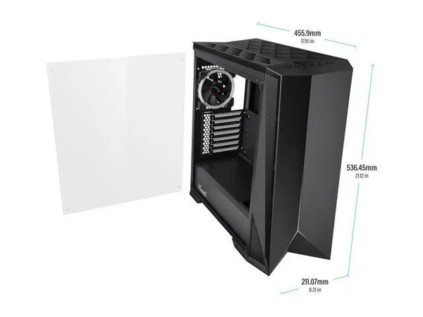 Rosewill ATX Mid Tower Gaming PC Computer Case with RGB Fan & LED Light Strip, 2