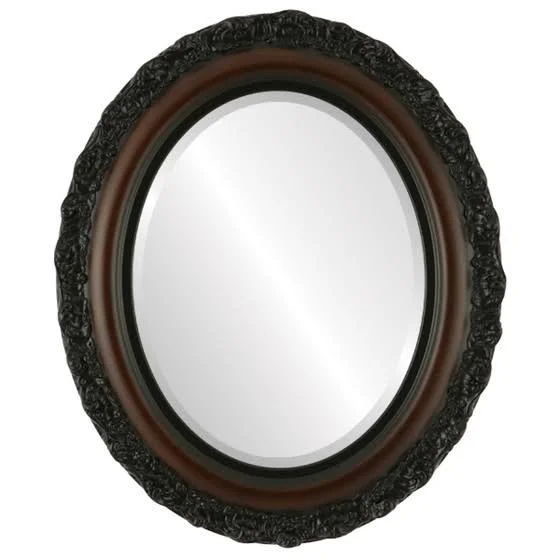 Venice Framed Oval Mirror - Rosewood