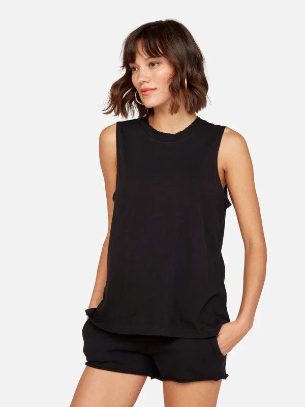 Organic Cotton Vintage Tank Jet Black, XL