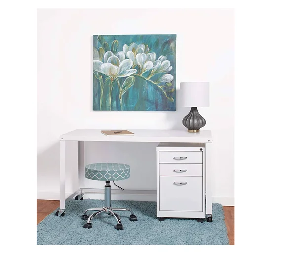 Office Dimensions 48x22 Wide Mobile Metal Desk Workstation - Home Office Collection - White