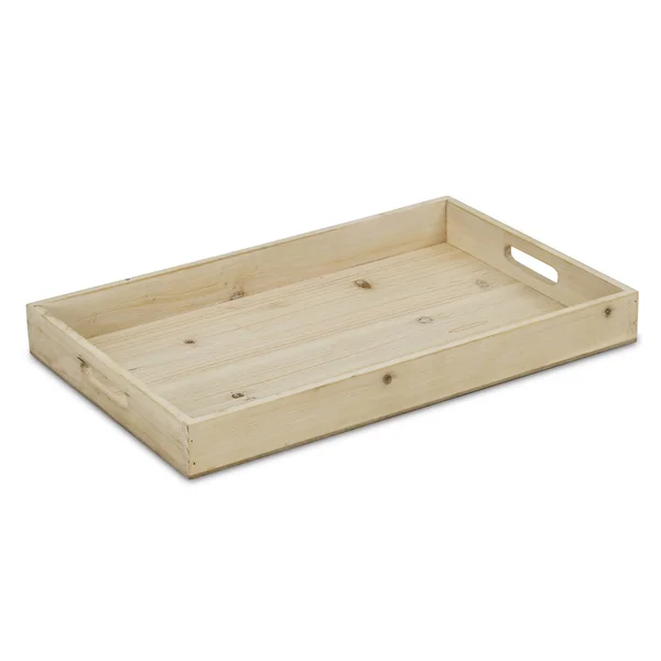 19x22 Ena Natural Beige Versatile Rectangular Wood Table Tray with Handles