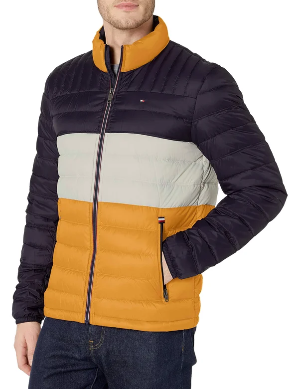 Tommy Hilfiger Men's Down Quilted Packable Puffer Jacket - Yellow Navy