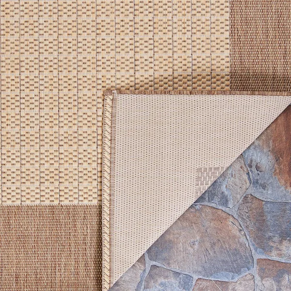 Couristan Recife Checkered Field Natural/Cocoa Area Rug - 7&6x22 x 10&9x22