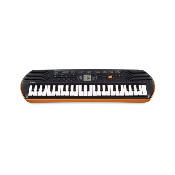 Casio SA-76 44-Key Electronic Mini Keyboard-Black & Orange