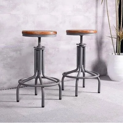 Williston Forge American Antique Industrial Design Metal Adjustable Height Kitchen Dining Breakfast Chair Industrial Style Bar S