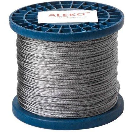 Aleko Stainless Aircraft Steel Cable Wire Rope, 1000&