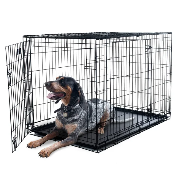 Petmaker 2 Door Foldable Dog Crate Cage, Black