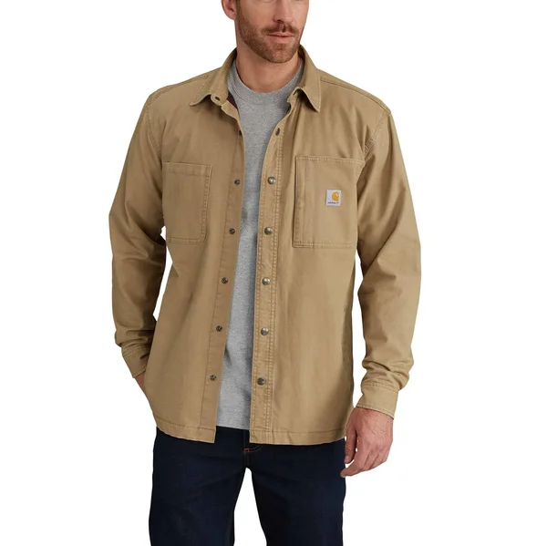 Carhartt Men's Rugged Flex Rigby Shirt Jacket - 2XT, Dark Khaki