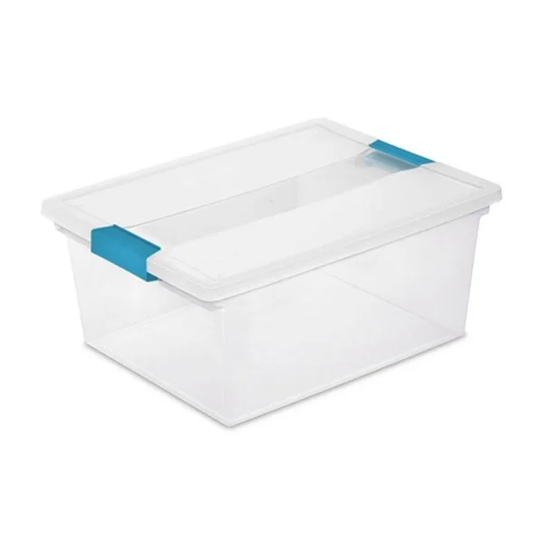 Sterilite Deep Clip Box Clear Plastic Storage Tote Container with Lid (28 Pack)