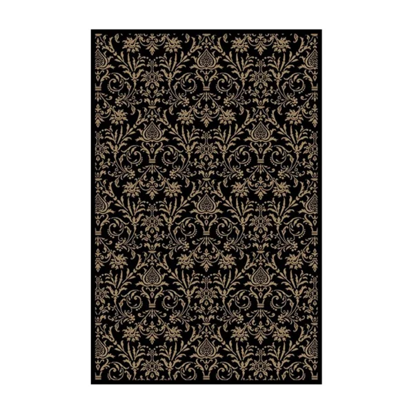 Concord Global 6&7x22 x 9&3x22 Black Jewel Damask Area Rug