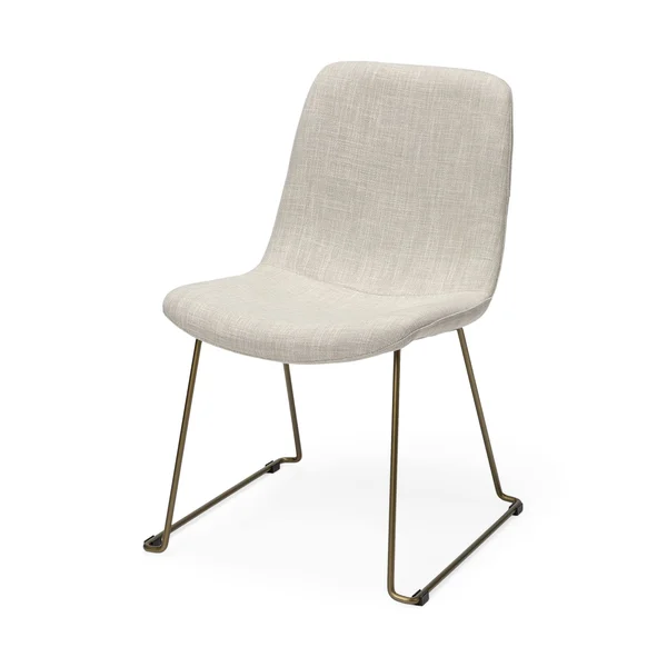 HomeRoots 380431 Cream Fabric Seat with Gold Metal Frame Dining Chair - 33 x 24.3 x 19