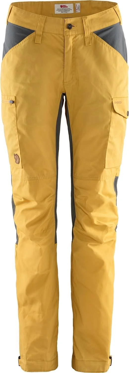 Fjallraven Kaipak Trousers Curved Yellow - Women G-1000 Full-length Trousers (Size 46 - Color Ochre - Super Grey)