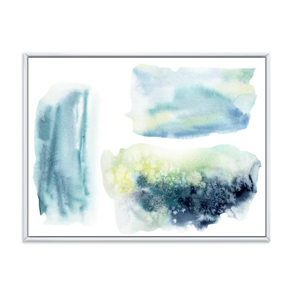Designart 'Underwater Abstract Clouds' Modern Framed Canvas Wall Art Print - 20 in. Wide x 12 in. High - Blue