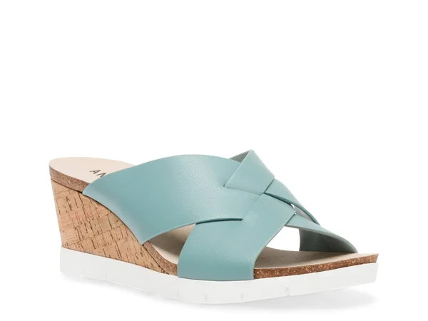 Women's Anne Klein Lynzie Wedge Sandal - Light Blue - Size 8