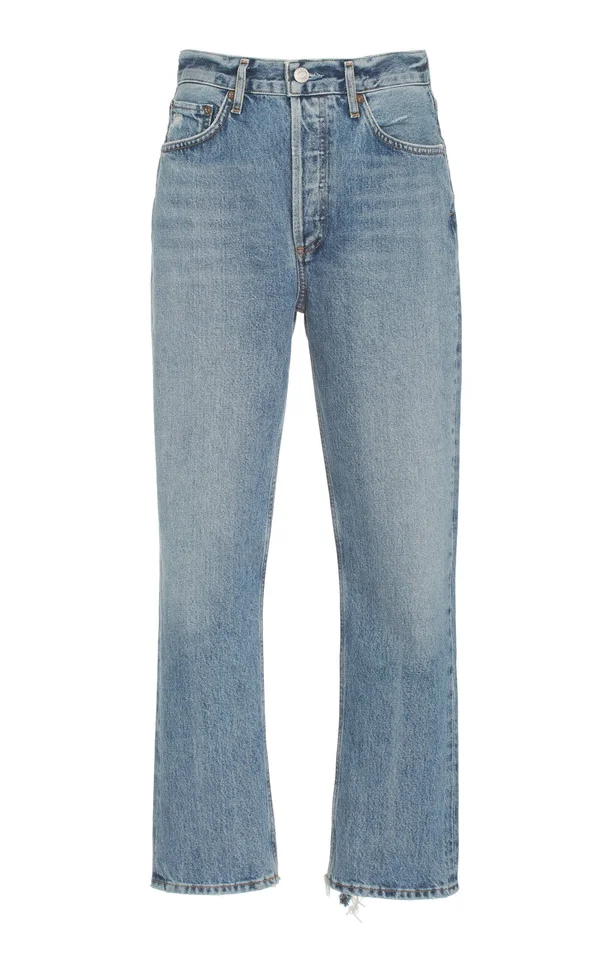 Agolde Riley High Rise Straight Crop Jeans - Blue - Cropped Jeans