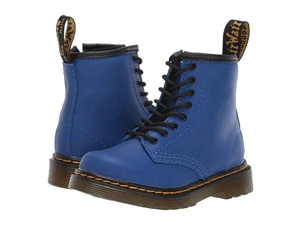 Infant Dr. Martens Brooklee Boot, Kids Unisex, Size: 7 M, Blue Romario Waxy Leather