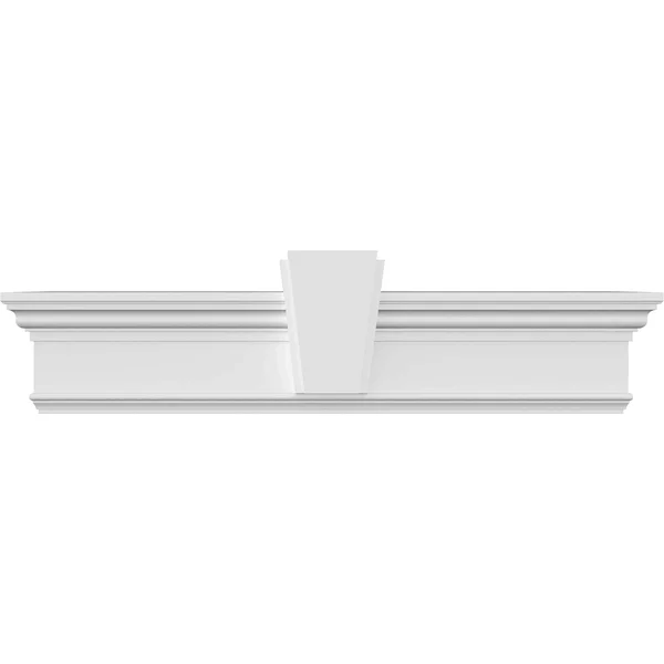 Ekena Millwork CRH07X127KA 127x22 Bottom Width x 130 7/8x22 Top Width x 7 1/4x22H x 1x22P Traditional Crosshead w/ Deco Keystone