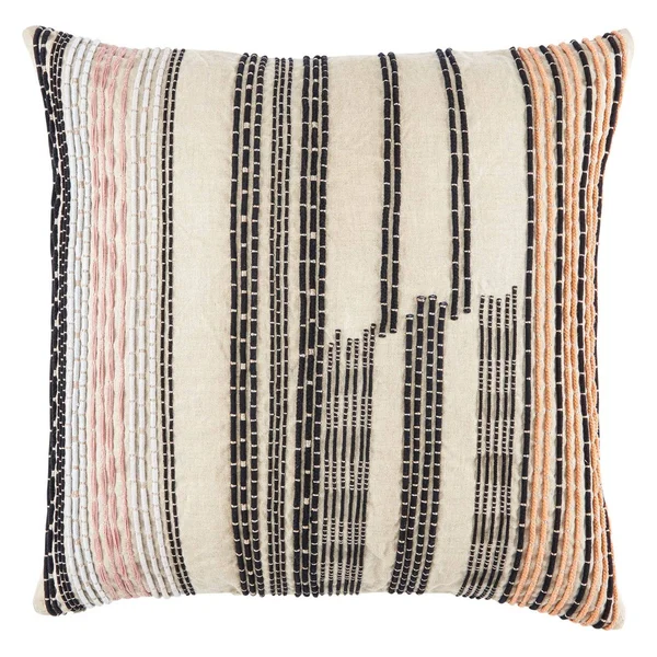 Nikki Chu by Jaipur Living Nova Cream/ Black Stripe Poly Throw Pillow 22x22x22x22