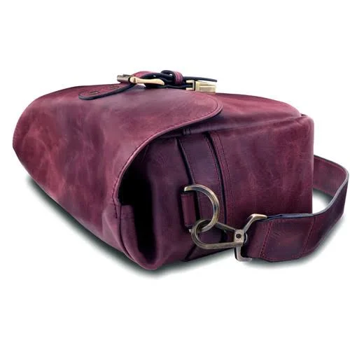 MegaGear Torres Top Grain Leather Camera Messenger Bag for Mirrorless - Instant and Dslr Cameras, Maroon