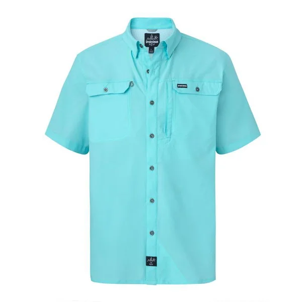 Sportsman Spooler Short Sleeve Fishing Shirt Aqua, Medium