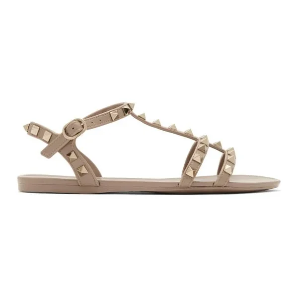 Valentino Garavani Rockstud Jelly Flat Gladiator Sandals, Poudre, Women's, 35EU, Sandals Gladiator Sandals
