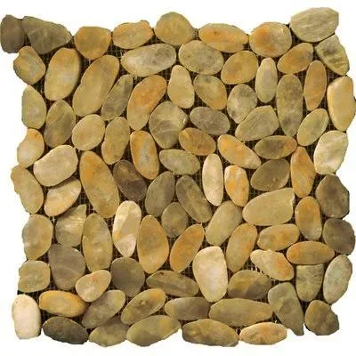 Flat Rivera Pebbles 12x22 x 12x22 Mosaic in Gold Emser Tile
