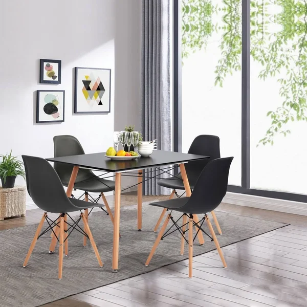 TiramisuBest 4 Pcs Moden Simple Plastic Dinning Chair for Kitchen - Black