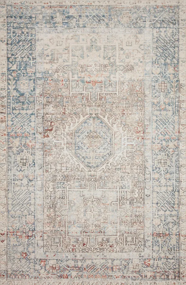 Chris Loves Julia x Loloi 2&0x22 x 5&0x22 Natural/Ocean Jules Jul-07 Runner Area Rug