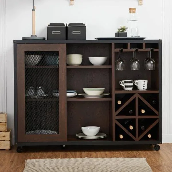 Furniture of America Winston Walnut Buffet, Vintage Walnut