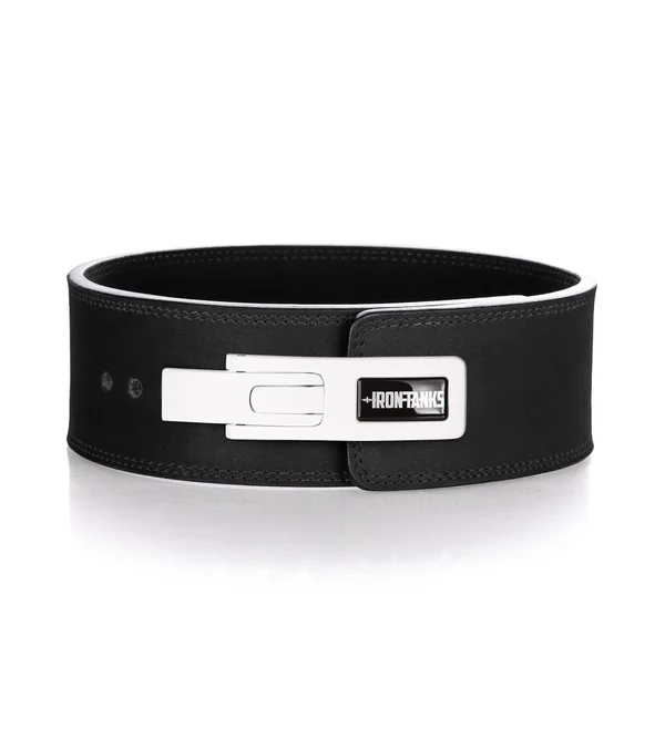 10mm Lever Deadlift Belt Black Powerlifting Training Squats Iron Tanks, M