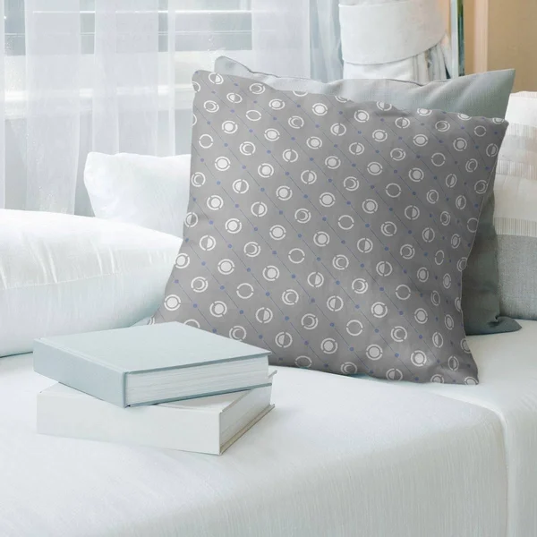 Gray with Cool Accent Moon Phases Throw Pillow - 16 x 16 - Blue Accent - Cotton